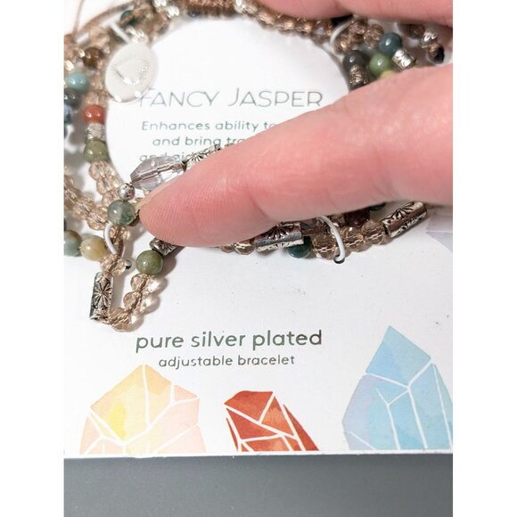 Footnotes Fancy Jasper Stone Adjustable Cord Bracelet Green NEW - Picture 3 of 8